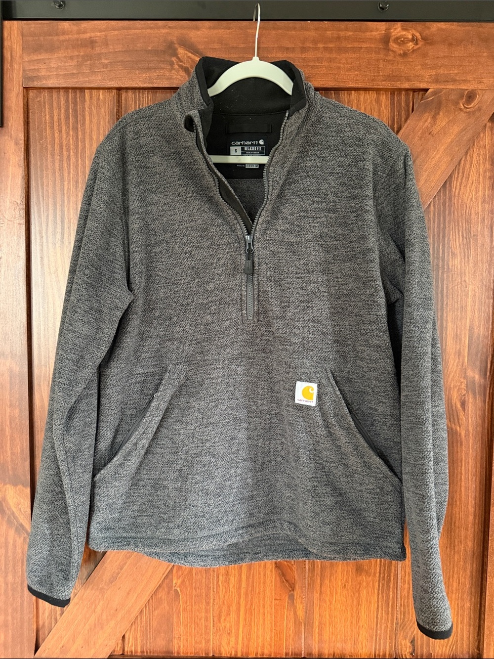 Carhartt Men's Dark Charcoal Heather Quarter-Zip Pullover Sweater